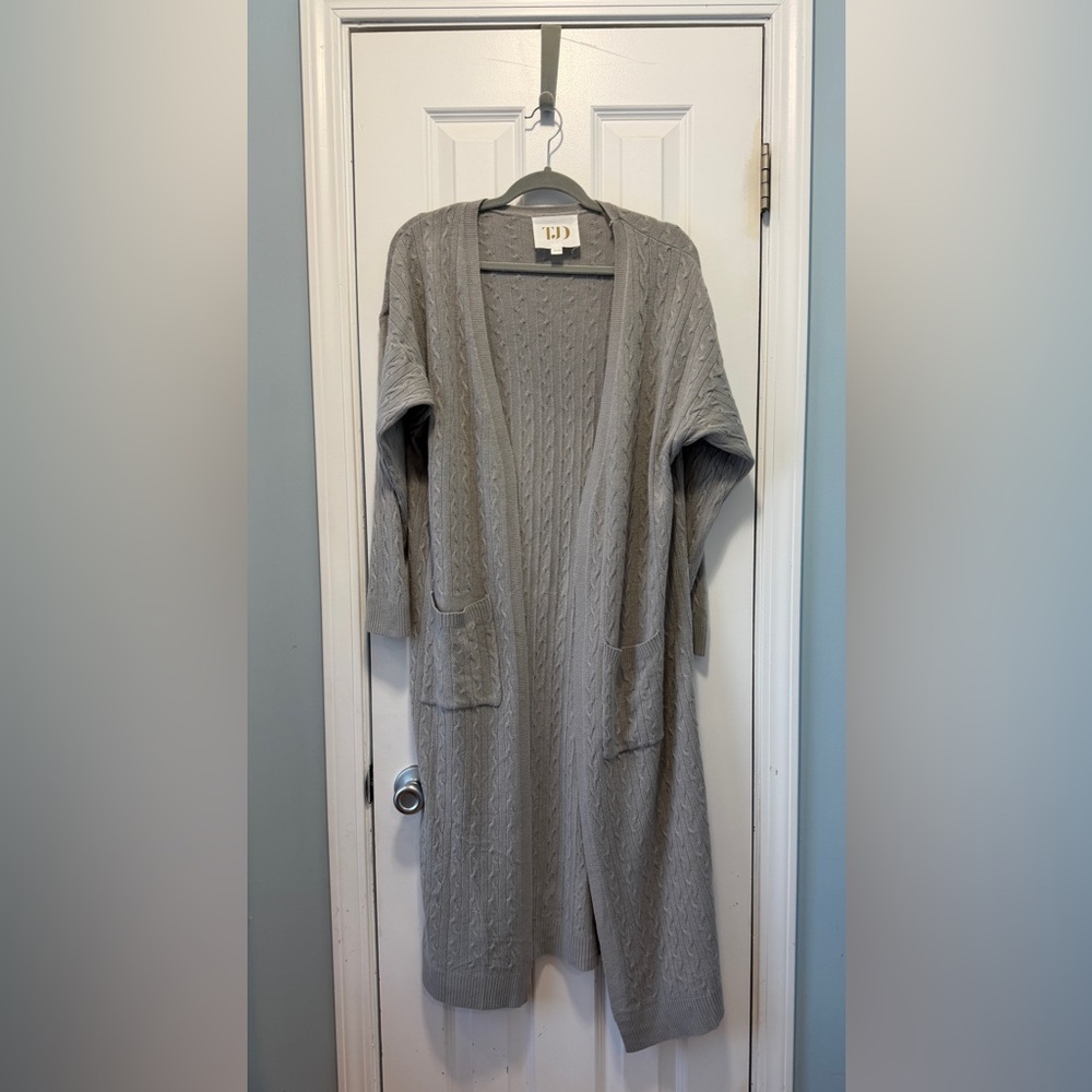 TJD Long Lightweight Long Open Cable Knit Cardigan Size 1X‎ - Picture 2 of 8